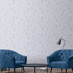 Galerie Special FX Grey Glitter Chevrons Embossed Wallpaper