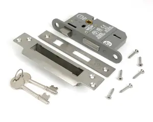 From The Anvil Satin Chrome 2 1/2" 5 Lever BS Sash Lock KA