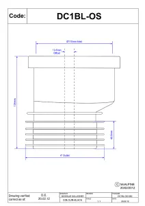 McAlpine DC1BL-OS Black 4"/110mm 14mm Offset Drain Connector