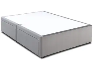 Grandeur Platform Top Divan Bed Base Only 4FT6 Double 2 Drawers End- Plush Light Silver