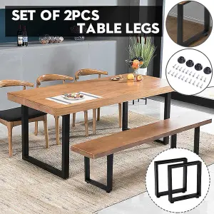 2 Pcs Industrial Black Rectangular Iron Table Legs W 50cm & H 71cm for Furnitures