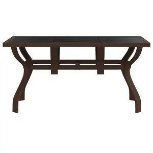 Berkfield Garden Table Brown and Black 140x70x70 cm Steel and Glass