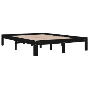 Berkfield Bed Frame Black Solid Wood 135x190 cm Double