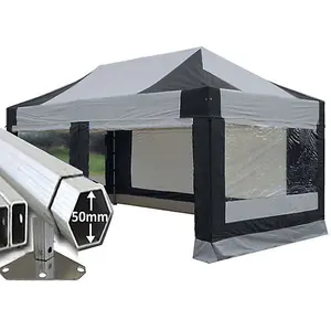 3m x 6m Extreme 50 Instant Shelter Pop Up Gazebos Frame, Canopy & Sides - Black/Silver