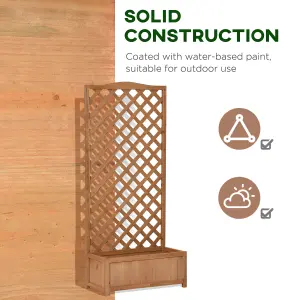 Outsunny Garden Wooden Planter Box with Trellis Flower Raised Bed, 76x36x170cm