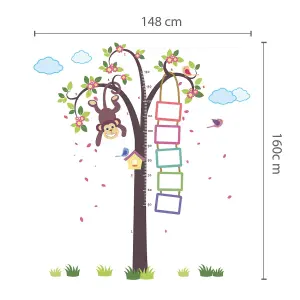 Walplus Nursery Children Wall Stickers Decoration Murals Monkey Height Measure Vinyl Kids Sticker PVC Multicoloured