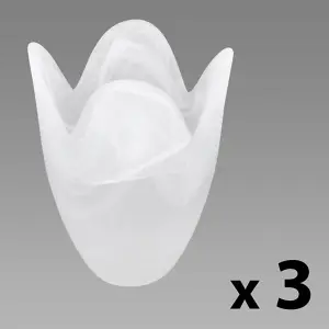 ValueLights 3 Pack Frosted Marble Effect Glass Tulip Floral Replacement Shades