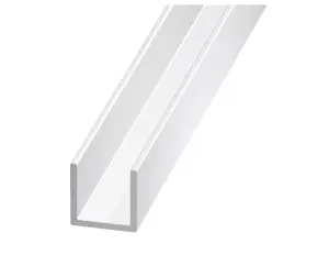 CQFD White Painted Aluminium Equal U-shaped Channel, (L)2m (W)11.5mm (D)11.5mm (T)1mm