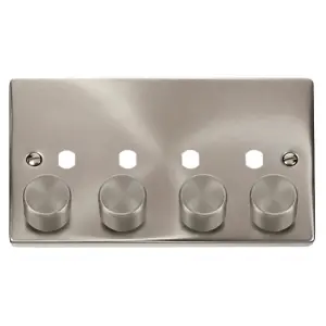 Click Scolmore Unfurnished Dimmer Plate and Knob 4 Gang Satin Chrome - VPSC154PL