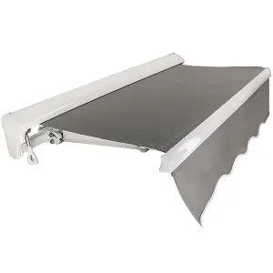 SunDaze 3.5x2.5M Half Cassette Electric Awning Retractable Garden Sun Shade Sail Canopy Grey