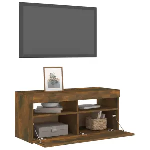 Berkfield TV Cabinet with LED Lights Smoked Oak 90x35x40 cm