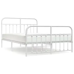 Berkfield Metal Bed Frame with Headboard and Footboard White 140x190 cm