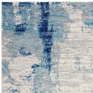 Blue Modern Abstract 9mm Thick Stain-Resistant Rug For Bedroom, & Dining Room, Easy to Clean Area Rug-160cm X 230cm