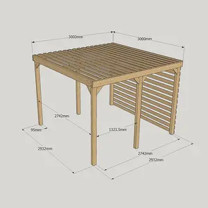 Shade Pergola - Wood - L300 x W300 cm - Rustic Brown