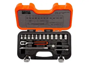 Bahco Bahs160 S160 Socket Set Of 16 Metric & Af 1/4In Drive