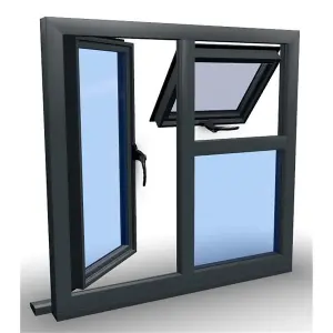 895mm (W) x 1245mm (H) Aluminium Flush Casement Window - 1 Opening Window (RIGHT) - Top Opening Window (LEFT) - Anthracite