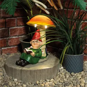 Garden Outdoor Solar Powered Light Up Gnome Mushroom Ornament Decoration