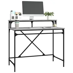 Berkfield Desk Grey Sonoma 100x50x90 cm Engineered Wood and Iron