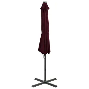 Berkfield Cantilever Umbrella with Pole and LED Lights Bordeaux Red 300cm