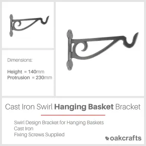 Oakcrafts - Cast Iron Victorian Scroll Hanging Basket Bracket