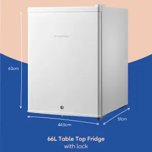 Russell Hobbs Mini Fridge Lockable 67L White Table Top Ice Box RH67TTLF0E1W-LCK