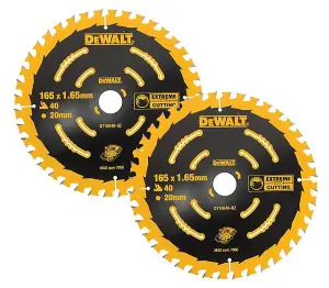 Dewalt DT10640 2 x Circular Saw Blade 165 x 20 x 40T Extreme Framing DCS391