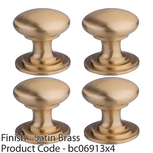 4 PACK - Victorian Tiered Door Knob - 50mm Satin Brass Cabinet Pull Handle Round Rose