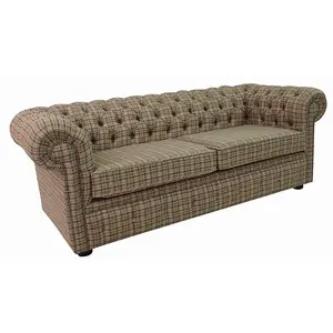 Chesterfield Genuine Arnold 3 Seater Sofa Balmoral Sage Green Wool In Classic Style