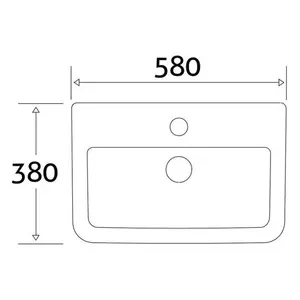 White Stone 580mm L x 568mm W White Ceramic Rectangular Sink with Overflow