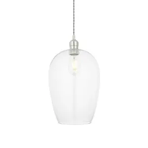 Luminosa Livorno Single Pendant Ceiling Lamp, Bright Nickel Plate, Glass