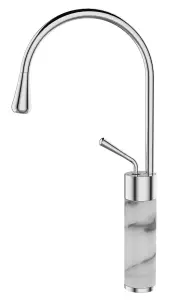 Invena Chrome/White Marble Kitchen Sink Tap Bathroom Basin Mixer Bar Standing Faucet