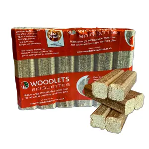 Woodlet Ready to Burn Firepit Pizza Oven Stove Eco Fuel Log Sawdust Briquettes 1 x 6 Pack