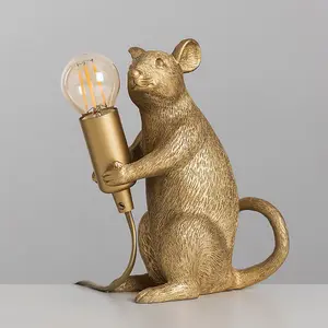 ValueLights Raymond Modern Metallic Gold Painted Rat Design Table Lamp