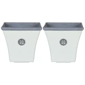 Set of 2 Plant Pots ELATEIA Stone White