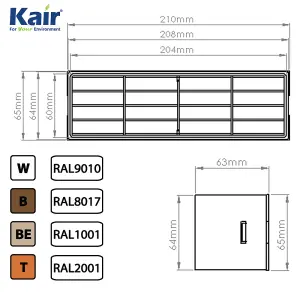 Kair Rectangular 204x60mm White Airbrick