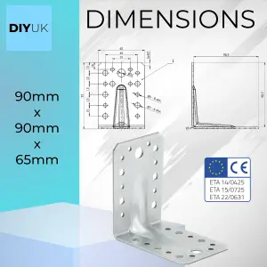 Angle Bracket Size: 70x70x55x2.5mm ( Pack of: 20 ) Heavy Duty Galvanised Steel Metal Corner Braces for Joining, Bracing