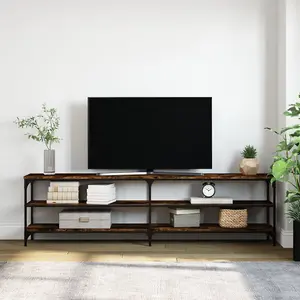 Berkfield TV Cabinet Smoked Oak 180x30x50 cm Engineered Wood and Metal