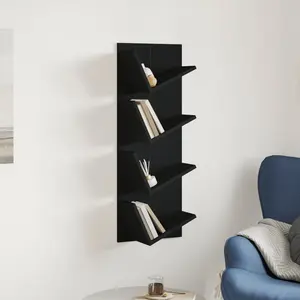 Alpen Home Wall Bookshelf 4-Tier Smoked Oak 33X16x90 Cm Black