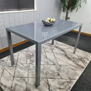 Dining Table Grey Glass Kitchen Place for 4 Seats, Dining Table Only (Grey H 75 x L 120 x W 70 cm)