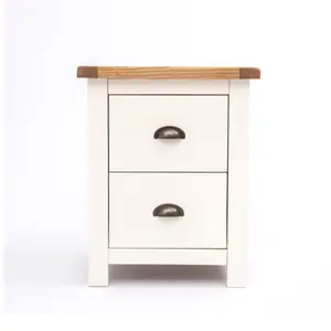 Lovere 2 Drawer Bedside Table Brass Cup Handle