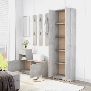 Hallway Wardrobe Concrete Grey 55x25x189 cm Engineered Wood