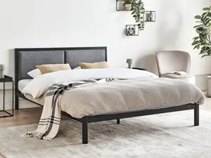 Metal EU Double Size Bed Grey CLAMART