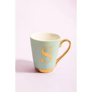 Maison by Premier Mimo Green Frosted Deco S Letter Monogram Mug