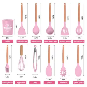 Yaheetech 12 Piece Cooking Utensil Set Pink