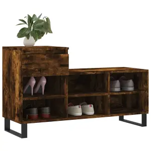 Berkfield Shoe Cabinet Smoked Oak 102x36x60 cm Engineered Wood