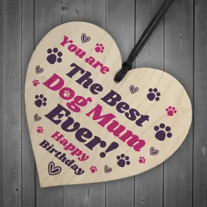 Red Ocean Mum Birthday Gift For Best Dog Mum Ever Wood Heart Pet Lover Dog Birthday Gift