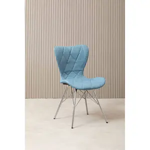 Interiors by Premier Blue Dining Chair, Backrest Dining Chair, Space-Saving Office Desk Chair, Easy to Clean Dining Chair