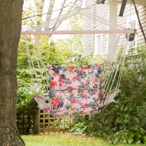 Outsunny Hammock Hanging Rope Chair Swing w/ Cushion 120KG Max Multicolor