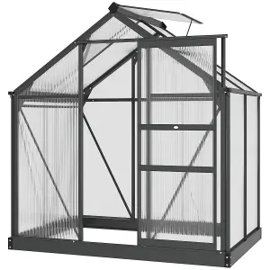 Outsunny 6x4ft Walk-In Polycarbonate Greenhouse Plant Grow Galvanized Aluminium