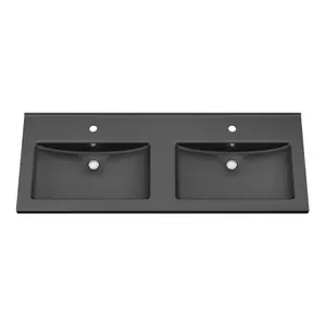 GoodHome Nira Matt Black Rectangular Vanity Basin (W)121.5cm